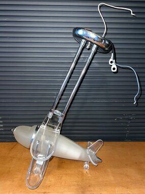 Vintage Airplane Ceiling Pendant Light Fixture Frosted Glass Chrome Accents